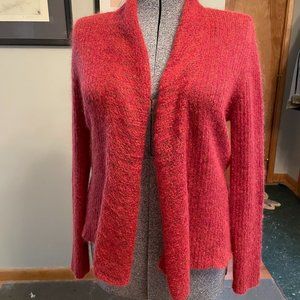 Eileen Fisher Mohair Wool Blend open front Cardigan in brick red tones Mint! S